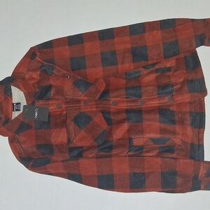 Hurley Sherpa Lined Plaid Jacket Tan Size-S Blue/Red NWT